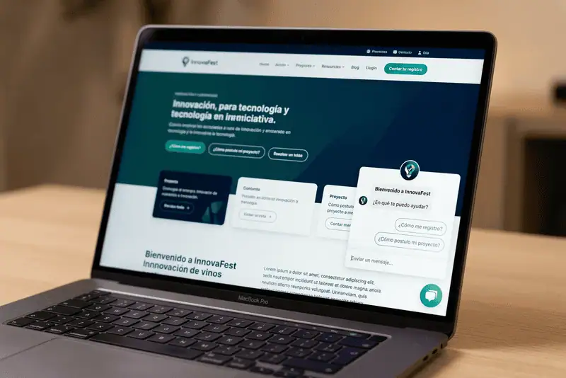 Burbuja de chat flotante en una página web